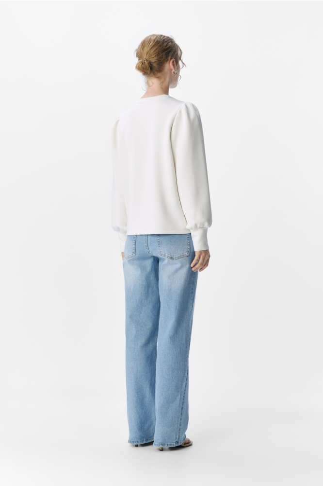 OBJANDREA RE L/S O-NECK TOP NOOS 23047103 WHITE SAND